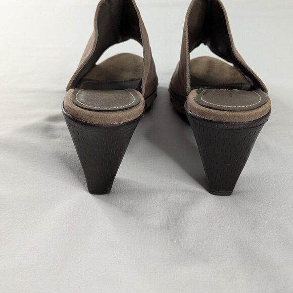 Lane Bryant Tan Faux Suede Studded Platform Block Heel Open Toe Sandals - Picture 5 of 7